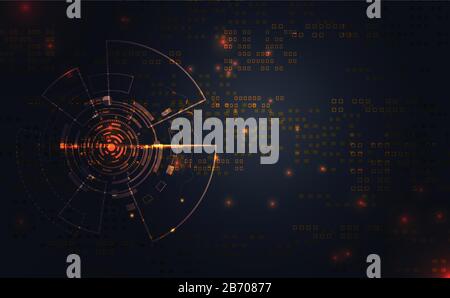 Modern abstract circle communication  connection technology gold line premium and graphic design. on hi tech future blue background network. Stock Vector