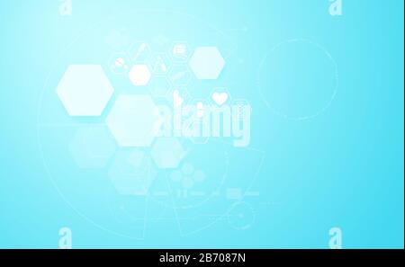 Abstract medical medicine and science concept innovation technology molecular structures chemical .space for text. vector background Stock Vector