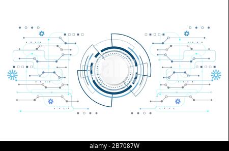 Abstract technology futuristic circuit board concept hi-tech computer digital white circle on  gray background. Stock Vector