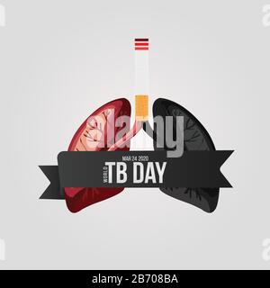 Vector illustration of stylish text for World Tuberculosis Day with ribbon in gray backgrounds Stock Vector