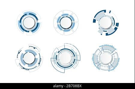 Abstract technology circle set design. Stock Vector
