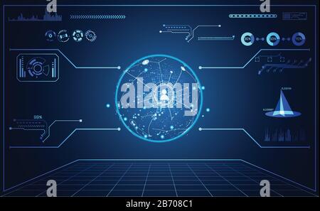 abstract technology ui futuristic map hud interface hologram elements ...