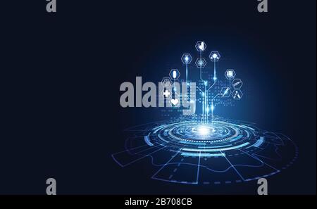 Abstract health medical science healthcare icon digital technology science concept modern innovation,Treatment,medicine on hi tech future blue backgro Stock Vector