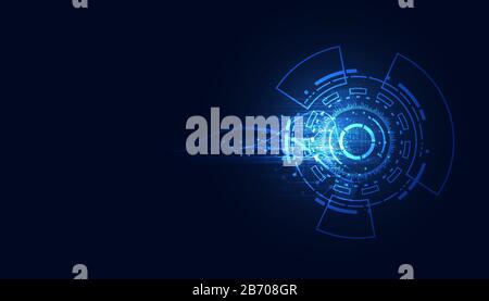 Modern Abstract technology concept communication circle digital circuits on blue background and innovation hi tech future design background,vector ill Stock Vector