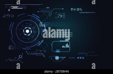 abstract technology ui futuristic concept hud interface hologram elements of digital data chart, communication, computing and circle percent vitality Stock Vector