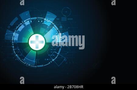 abstract technology background concept health green blue digital circle hi tech future design.space for text. vector background Stock Vector