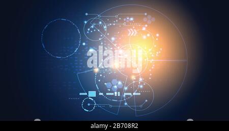 Modern Abstract technology concept communication circle digital on blue background. Stock Vector