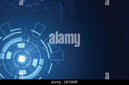 Modern Abstract technology concept communication circle digital on blue background. Stock Vector