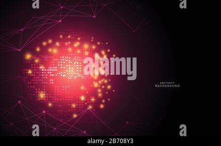 Abstract technology science background concept beautiful colorful connection digital geometric lines and dot communication connect on hi tech future d Stock Vector
