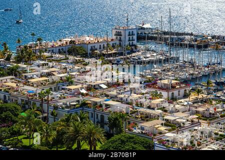 View of the port of Puerto de Mogán in Gran Canaria Stock Photo