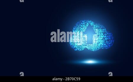 Abstract cloud technology on dark blue with dots future Concept big data modern internet business technology background vector illustration. Stock Vector