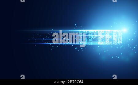 Modern abstract speed network science connection technology line dot and graphic design. on hi tech future blue background network. Stock Vector
