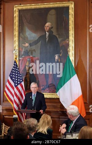 Senator Mitch McConnell delivers a speech at the Speaker???s luncheon on Capitol Hill in Washington DC during the Taoiseach's visit to the US. Stock Photo