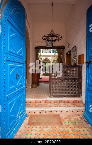 Essaouira blue door to house Stock Photo