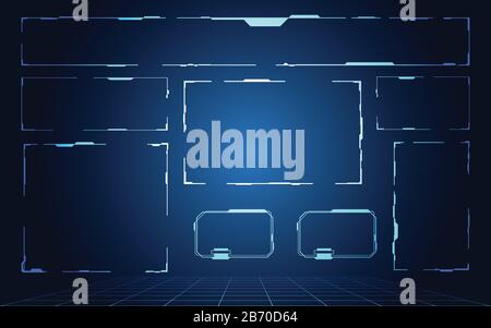 Set Abstract HUD Virtual Futuristic User Concept Hi Tech Futuristic Template.background blue Stock Vector