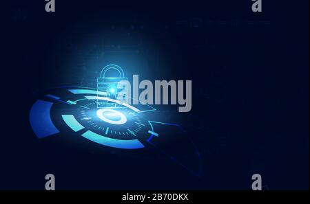 Abstract blue image with modern futuristic background personalized key lock Related to cyber defense Theft prevention Concept Cyber Security. Stock Vector
