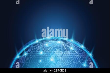 Abstract Global network background world map connection point and line modern design.Vector Illustration. Stock Vector