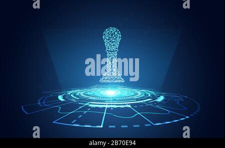 abstract chess wireframe with circle technology on copy space futuristic hi tech modern gradient and light.vector illustration. Stock Vector