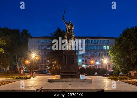 Varna, Bulgaria, October 02, 2018: The monument to Tsar Kaloyan , King of the Bulgarians  constructed in 2007. Stock Photo