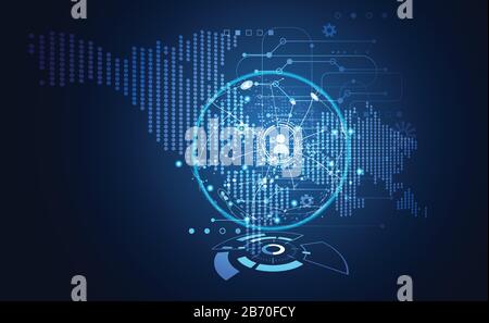 Abstract Global network background world map digital people business connection point and line modern design.Vector Illustration. Stock Vector
