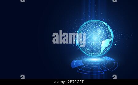 abstract technology concept global circle connection futuristic earth.vector illustration Stock Vector