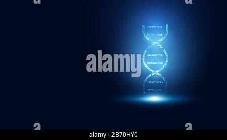 abstract technology science concept DNA futuristic on hi tech blue background. Stock Vector