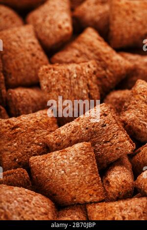 Chocolate pads, sweet breakfast cereal with chocolate filling. Full screen Stock Photo