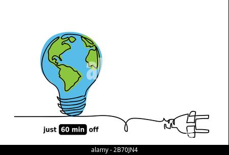 Earth hour day vector sketch concept. Stock Vector