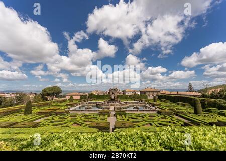 The Fountain of four Moors in Villa Lante, Villa Lante is a Mannerist garden of surprise near Viterbo, central Italy, attributed to Jacopo Barozzi da Vignola. Stock Photo