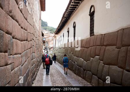Hatun Rumiyoc street off Plaza de Armas de Cusco, Peru