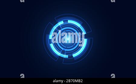 Abstract Cyber security with padlock blue circle technology Future cyber background. Stock Vector