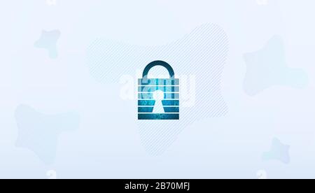 Abstract Cyber security with padlock blue technology Future cyber background. Stock Vector