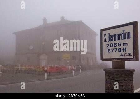 Lonely Hotel at top of S Bernardino Pass, France Stock Photo