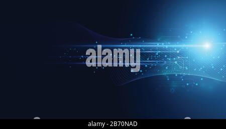 Abstract technology hi tech background concept speed movement motion blur moving fast in the light for template design dark blue .Vector illustration Stock Vector