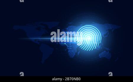 Blue abstract image that is futuristic with finger prints concept. Theft detection Prevention of cyber threats That is using security systems. Stock Vector