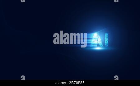 Abstract technology Ai on futuristic digital and speed on dark blue background. Stock Vector