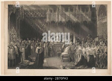 Kroning van Koningin Victoria van Engeland Naar George Hayter, met adres van Graves en Warmsby Houtsnede schets en legende bijgevoegd Coronation of Queen Victoria of England. George Hayter, with address Graves and Warmsby. Woodcut sketch and legend attached object type: picture Item number: RP-P-1904-3809 Manufacturer : printmaker: Henry Thomas Ryallnaar painting of George Hayter (Sir) publisher: Graves & Warmsbydrukker: Robert Lloyd Place manufacture: England Date: 1821 - 1867 Physical features: etching material: paper technique: etching Stock Photo