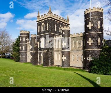 Black Castle or Arnos Castle in Brislington Bristol UK a Gothic fantasy built by William Reeve in 1764 using bricks made from slag from his brassworks Stock Photo