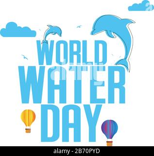 World Water Day Typographical Design Elements.World Water Day icon. Stock Vector