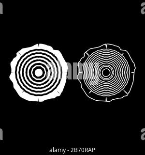Cut tree Wood rings trunk Timber wooden texture icon outline set white color vector illustration flat style simple image Stock Vector