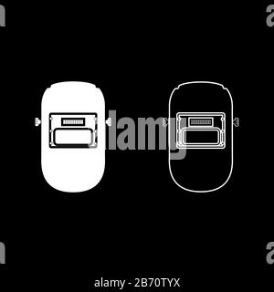 Welder mask icon outline set white color vector illustration flat style simple image Stock Vector
