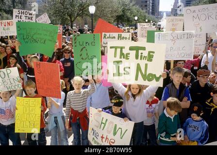 Austin, Texas USA, February 17 2003: Students and parents rally against impending public school budget cuts.  ©Bob Daemmrich Stock Photo