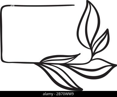 Hand drawn round minimalistic frame with branch. Vector floral design elements for invitation, greeting card, scrapbooking, poster with place for text Stock Vector