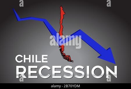 Map of Chile Recession Economic Crisis Creative Concept with Economic Crash Arrow Vector Illustration Design. Stock Vector