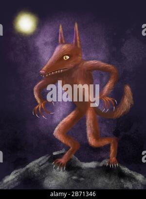 hand drawn werewolf illustration Stock Photo