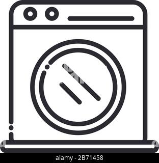 cleaning, washing machine appliance domestic hygiene vector illustration line style icon Stock Vector