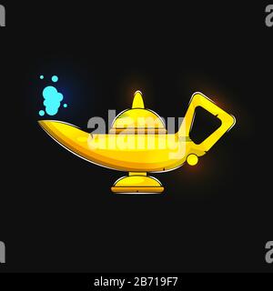 Alladin lamp silhouette. Illustration Suitable For Greeting Card, Poster Or T-shirt Printing. Stock Vector