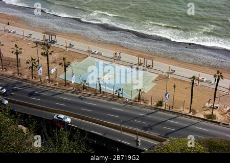 Circuito de playas with sports field oceanside at Miraflores in Lima Peru Stock Photo