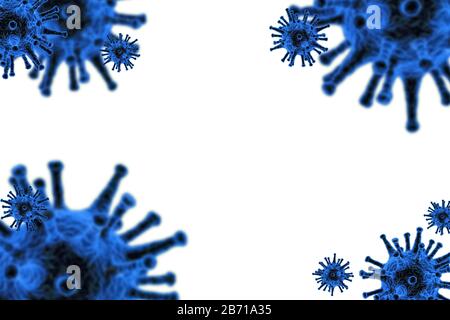 Corona virus attack concept, many blue virus attack isolated on white background Stock Photo