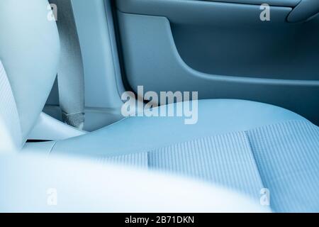 Leather interior design, car passenger and driver seats, clean, angle view side Stock Photo